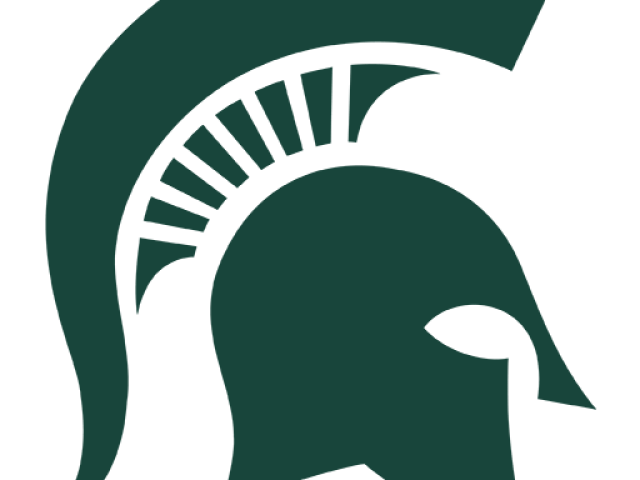 Graphic of a dark green Michigan State University Spartan helmet logo
