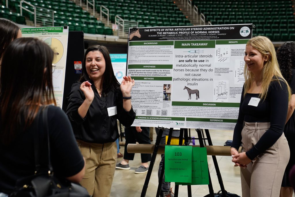 Students share their research at the UURAF event on April 14, 2023.