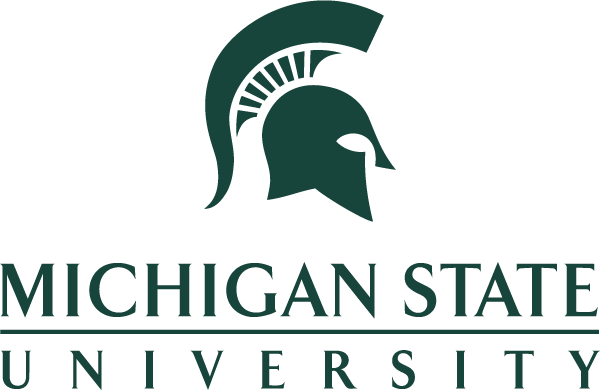 Forest green graphic of a Michigan State University Spartan helmet with the text "MICHIGAN STATE UNIVERSITY" centered below it.